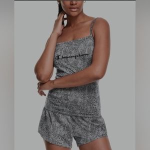 Champion Women’s 2PC Pajama Set Leopard Print Cami Shorts Lounge NWT Sleepwear